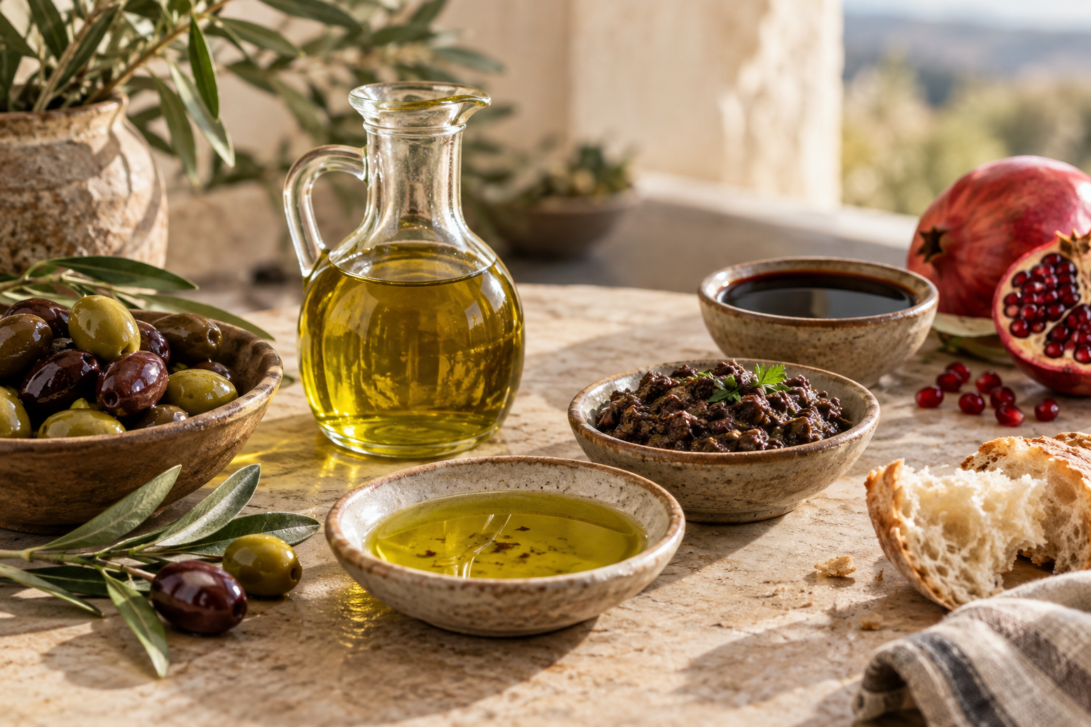 Olive oil and Mediterranean pantry ingredients
